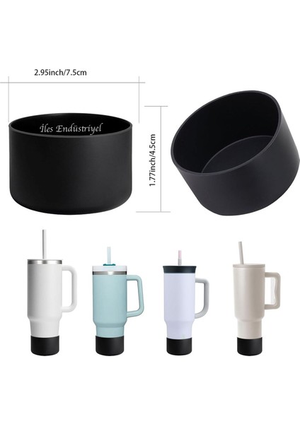 Luxury Quencher & Iceflow Termos Aksesuarı Silikon Taban Kılıfı, Siyah 1 Adet