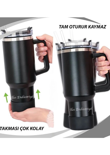 Luxury Quencher & Iceflow Termos Aksesuarı Silikon Taban Kılıfı, Siyah 1 Adet