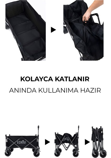 Luxury Katlanabilir, Taşınabilir Vagon Metal Kamp ve Piknik Taşıma Pazar Arabası Siyah 1 Adet indirimleri