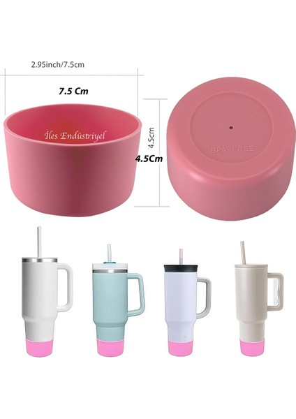 Luxury Quencher & Iceflow Kaymaz Silikon Termos Taban Koruyucu, Pembe 1 Adet