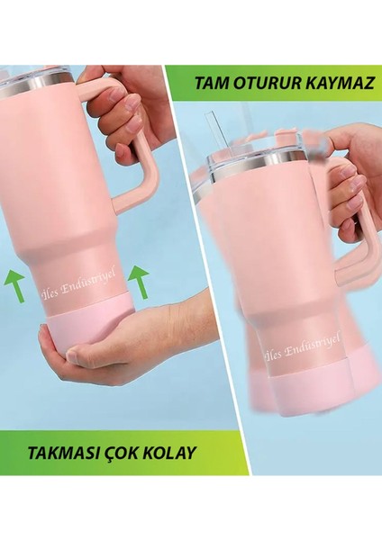 Luxury Quencher & Iceflow Kaymaz Silikon Termos Taban Koruyucu, Pembe 1 Adet