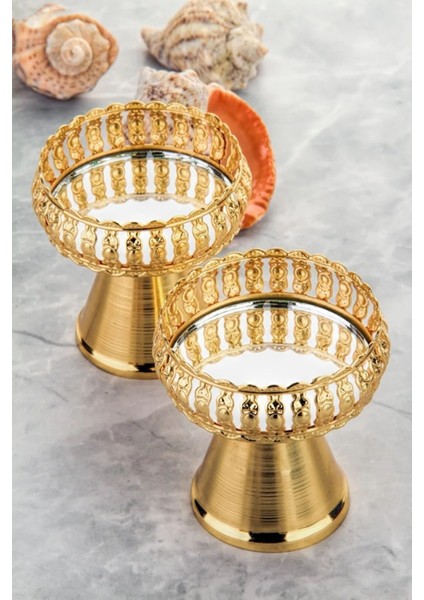 Luxury Lüx Gold Serisi Aynalı Motifli Lokumluk Sunumluk Ikramlik Kahve Yani 6 Adet 1 Adet