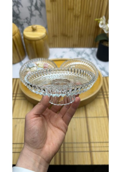 Luxury 3 Adet Ayaklı Cam Lokumluk Sunumluk I 13X5CM 1 Adet