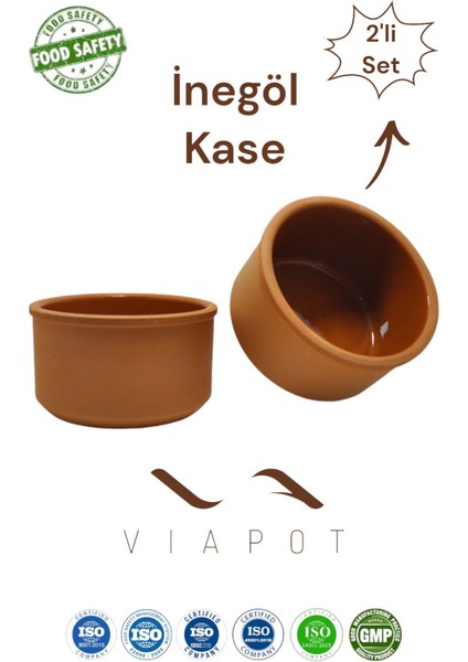 Luxury Inegol Toprak Güveç Yoğurt Kase Içi Sırlı 2 Adet Çömlek 15,5X9CM 1100ML 1 Adet