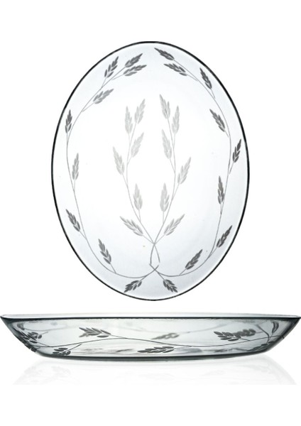 Luxury 1 Adet 33CM Oval Cam Salata Sunum Tabağı Sürgün Desenli 1 Adet