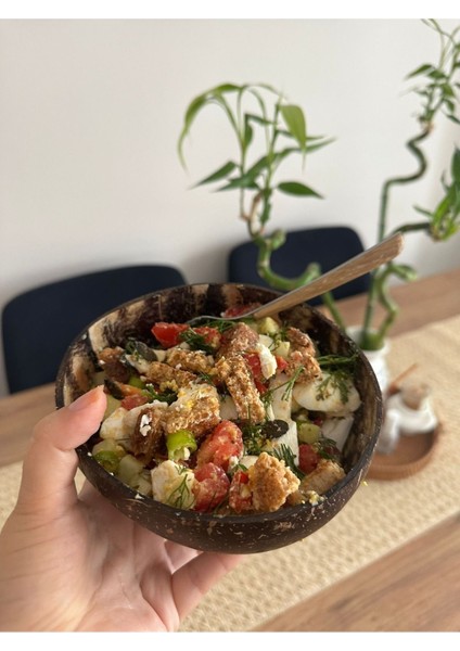 Luxury Doğal Hindistan Cevizi Kase & Çerezlik – Smoothie ve Bowl Sunum Kabı (Bambu Pipet Hediyeli) 1 Adet fırsatları
