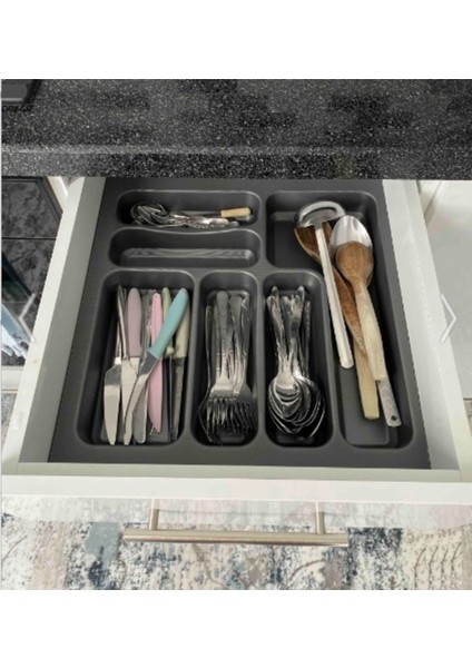 Luxury 47X49 Cm_antrasit Mikro Kabartma Desenli Çekmece Içi Kaşıklık, Ücretsiz Kesim 1 Adet