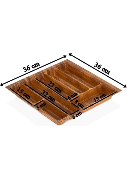 Luxury 36X36 7 Gözlü Çekmece Içi Ahşap Renk Kaşıklık Ücretsiz Kesim (Max 33X32,5 Cm'e Kesilir) 1 Adet modelleri