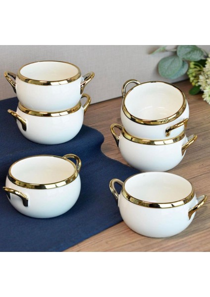 Luxury Muba Consept Porselen Kulplu Gold Yaldızlı 6 Lı Kase 1 Adet