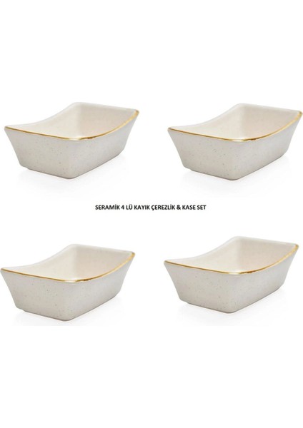 Luxury 4 Lü Seramik Kayık Çerezlik & Kase Set 11,5 cm 1 Adet