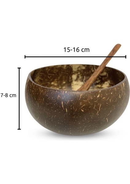 Luxury Jumbo Boy Hindistan Cevizi Kase, Kaşık ve Kase Altlığı - Bowl Kasesi - Bowl Kaşığı - Coconut Bowl 1 Adet modelleri