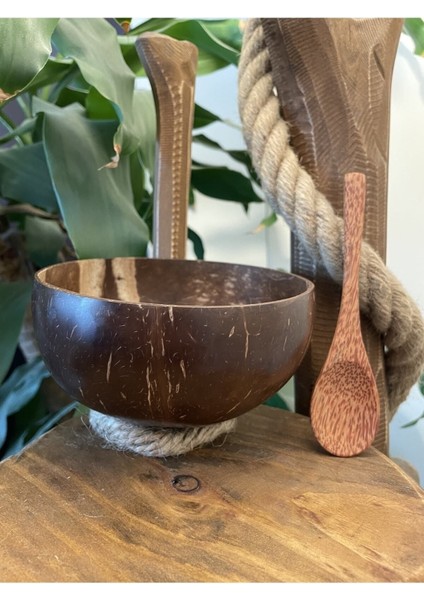 Luxury Jumbo Boy Hindistan Cevizi Kase, Kaşık ve Kase Altlığı - Bowl Kasesi - Bowl Kaşığı - Coconut Bowl 1 Adet indirimleri