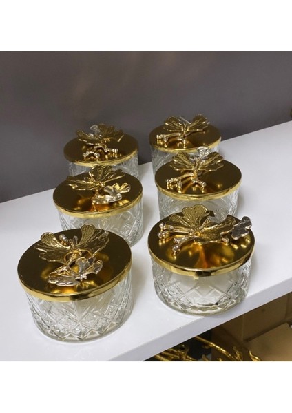 Luxury Dekoratif Gold Kapaklı 6 Lı Tatlı Kasesi Sunumluk Ikramlık Cam 1 Adet modelleri