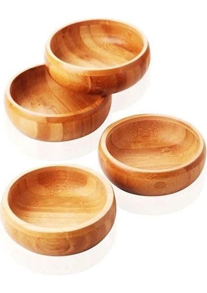 Luxury 6 Adet Ahşap Bambu Çerezlik Kase Tabağı 1 Adet