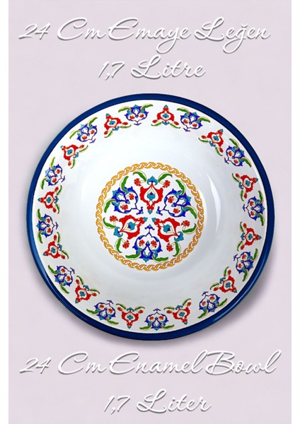 Luxury 24 cm Emaye Kase Tabak, Çukur Tabak, Salata Tabak, Cips Tabak 1 Adet