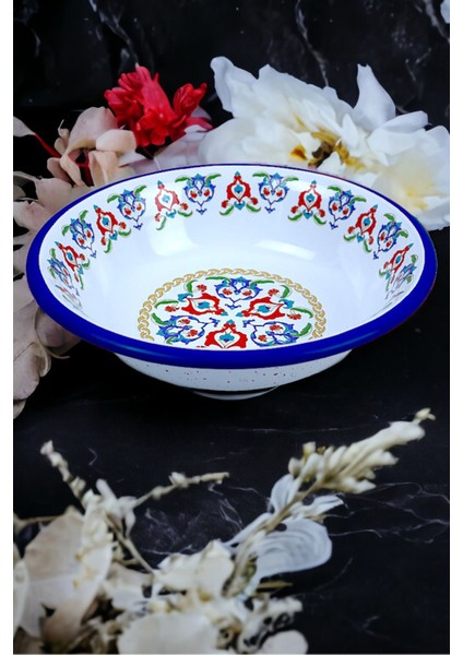 Luxury 24 cm Emaye Kase Tabak, Çukur Tabak, Salata Tabak, Cips Tabak 1 Adet