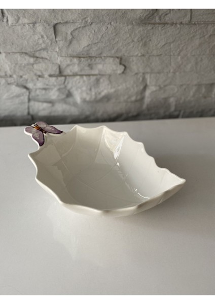 Luxury Noble Life Yaprak Kase Kelebekli Mor 26X17X7.5 cm 1 Adet