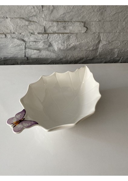 Luxury Noble Life Yaprak Kase Kelebekli Mor 26X17X7.5 cm 1 Adet