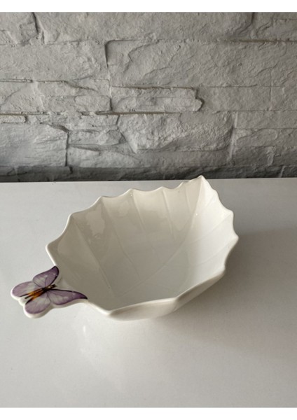 Luxury Noble Life Yaprak Kase Kelebekli Mor 26X17X7.5 cm 1 Adet