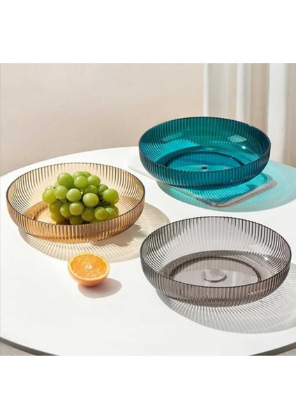 Luxury 1 Adet Gri Plastik 28 cm Sunum Kase Meyvelik Salata Tabağı Masaüstü Sunumluk Servis Meyve Kasesi 1 Adet