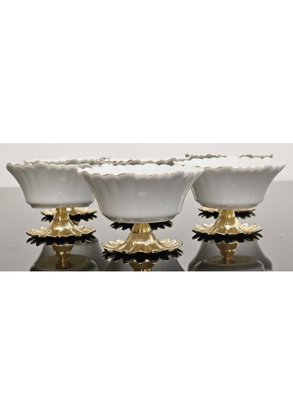 Luxury Döküm Ayaklı Mini Porselen Lokumluk & Sosluk 6'lı Gerçek Altın Yaldızlı (Açıklamayı Okuyunuz) 1 Adet