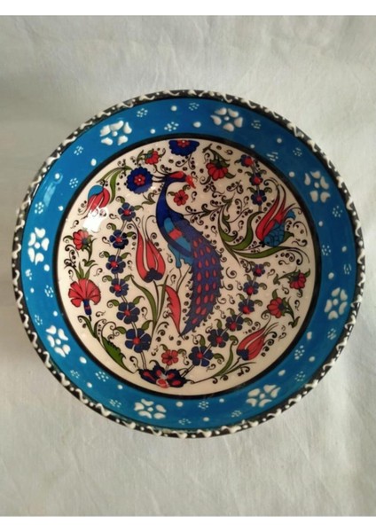 Luxury -Çini El Emeği Teşhip Sanatı Özel Tasarım Kabartma Desenli Çini 15 cm Kase 1 Adet