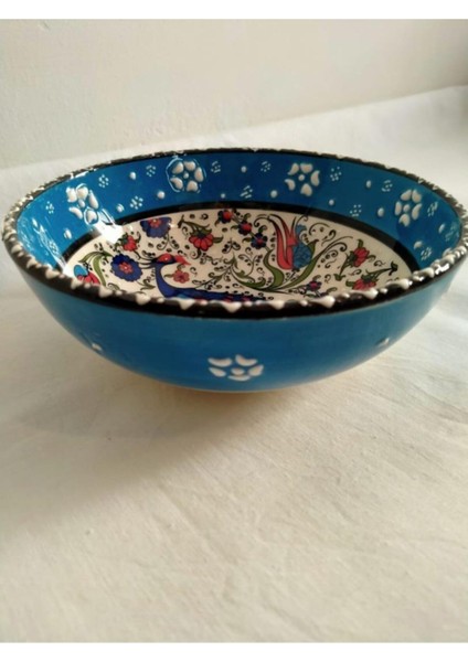 Luxury -Çini El Emeği Teşhip Sanatı Özel Tasarım Kabartma Desenli Çini 15 cm Kase 1 Adet
