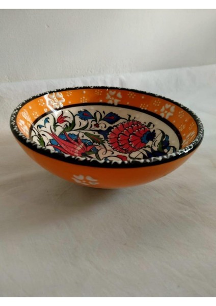 Luxury -Çini El Emeği Teşhip Sanatı Özel Tasarım Kabartma Desenli Çini 15 cm Kase 1 Adet