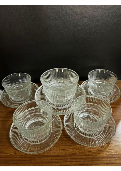 Luxury 6 Kişilik Kristal Cam Çerez Tatlı Tabağı Seti (12 Parça) 180 ml 1 Adet