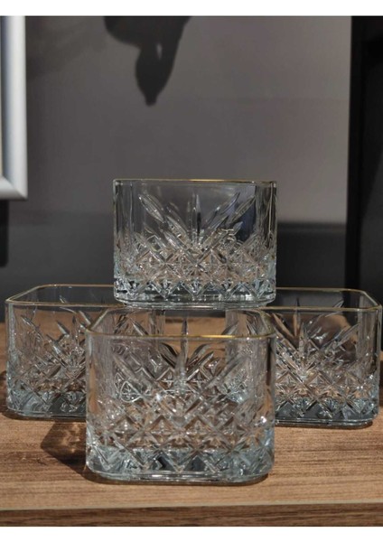 Luxury Pandoranın Kutusu Paşabahçe Timeless 4 Lü Kare Yaldızlı Hediyelik Çerez Seti,mini Kase, Kahvaltılık 1 Adet
