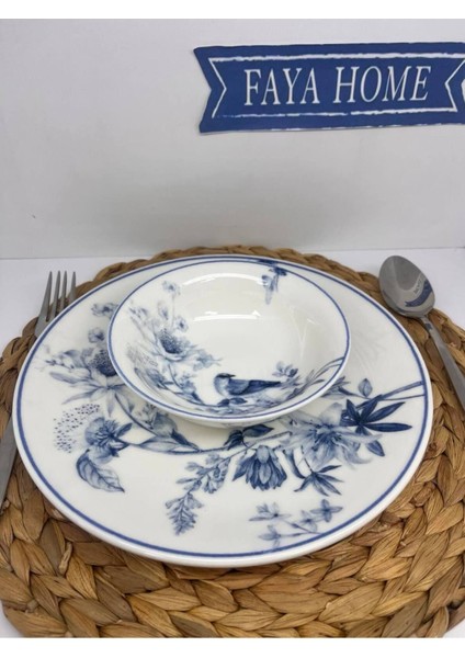 Luxury 6 Adet Güral Porselen Şuje 1891 Kuş Desen 14 cm Çorba Kase 1 Adet