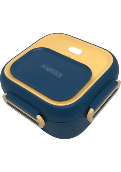 Luxury Lunch Box BL2107 Tek Katlı Çelik Mavi-Sarı 1 Adet