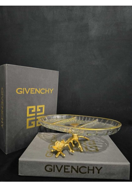 Luxury Döküm Gül Ayaklı Paşabahçe Gold Çerezlik 1 Adet