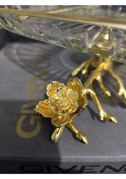 Luxury Döküm Gül Ayaklı Paşabahçe Gold Çerezlik 1 Adet