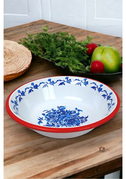 Luxury 24 cm Emaye Kase , Çukur Tabak, Salata Tabak, Cips Tabak 1 Adet