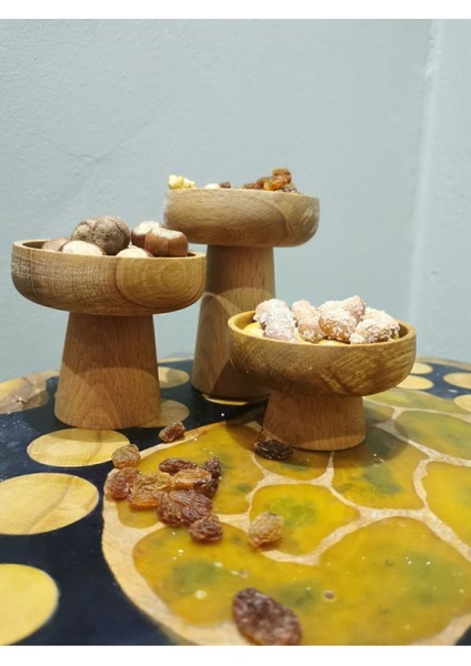Luxury 7,5 cm 3 Set Çok Amaçlı Ahşap Sunum Dekor Mum Altlığı Kahve Sunum Kahvaltı Sunum Sosluk 1 Adet