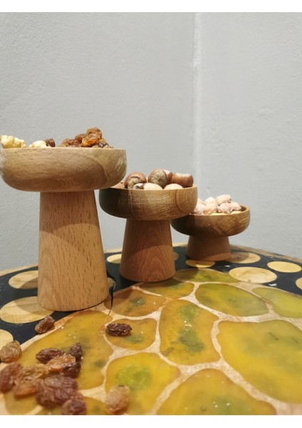 Luxury 7,5 cm 3 Set Çok Amaçlı Ahşap Sunum Dekor Mum Altlığı Kahve Sunum Kahvaltı Sunum Sosluk 1 Adet