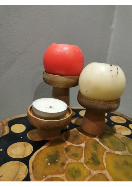 Luxury 7,5 cm 3 Set Çok Amaçlı Ahşap Sunum Dekor Mum Altlığı Kahve Sunum Kahvaltı Sunum Sosluk 1 Adet