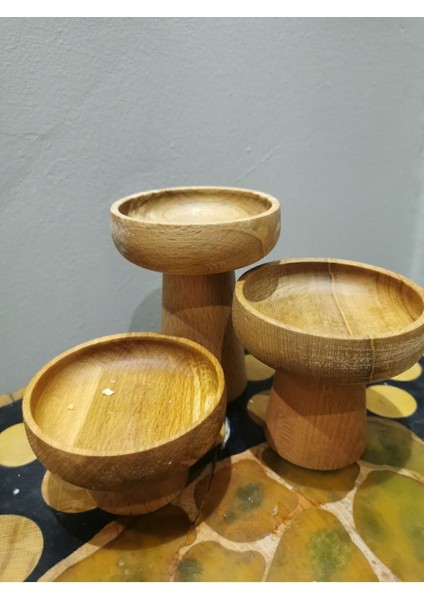 Luxury 7,5 cm 3 Set Çok Amaçlı Ahşap Sunum Dekor Mum Altlığı Kahve Sunum Kahvaltı Sunum Sosluk 1 Adet
