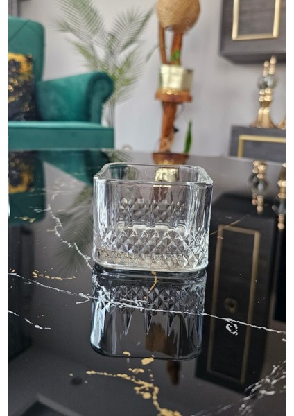 Luxury 6'lı Kesme Cam Modeli Kare Magnolia Cup Kare Puding Çerezlik Kase 1 Adet modelleri