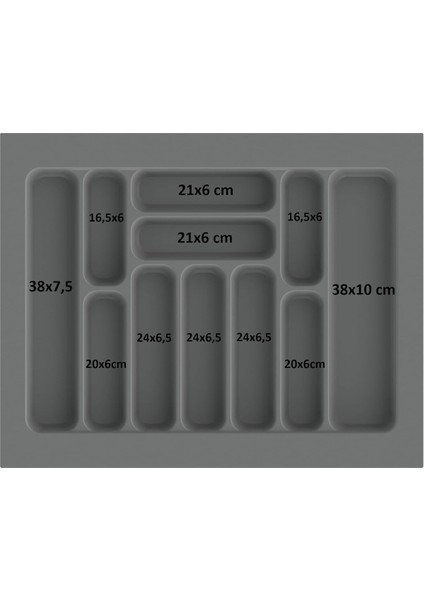 Luxury Gri Renk Çekmece Içi Kaşıklık Kepçelik 62X49 cm (55X40 cm Ölçülerine Uyarlanabilir) 1 Adet fırsatları