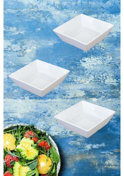 Luxury Mimhome Kare Çukur 14CM Sade Beyaz Kase:horeca Buffet Servis, Salata Kasesi 1 Adet