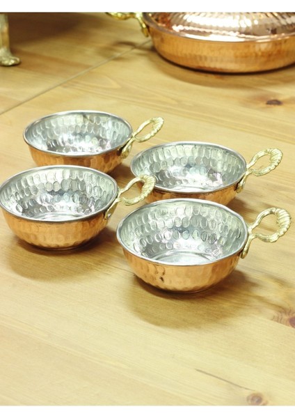 Luxury 4'lü Bakır Kahvaltılık Sosluk Reçellik Çerezlik Kulplu Kase Set 1 Adet