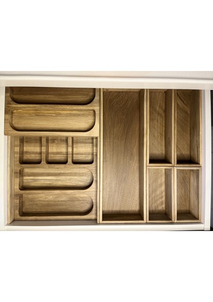 Luxury Ceviz Ayarlanabilir Kaşıklık Çekmece Içi Düzenleyici Organizer 1 Adet