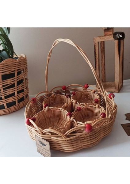 Luxury Hasır Bambu Rattan Çerezlik 1 Adet