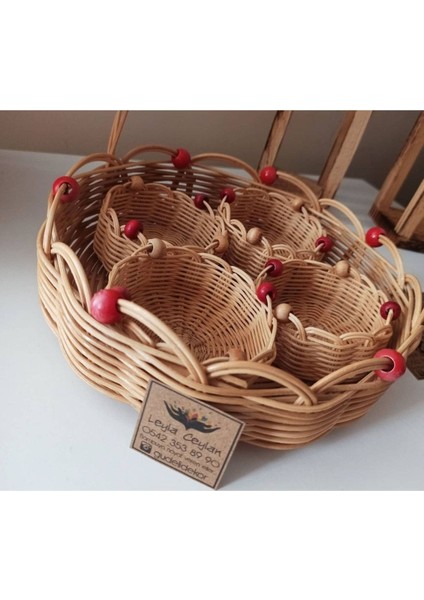 Luxury Hasır Bambu Rattan Çerezlik 1 Adet