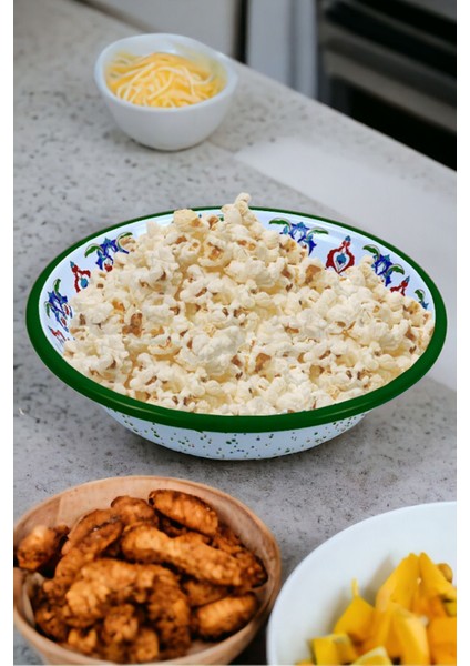 Luxury 20 cm Emaye Kase Tabak, Çukur Tabak, Salata Tabak, Cips Tabak 1 Adet