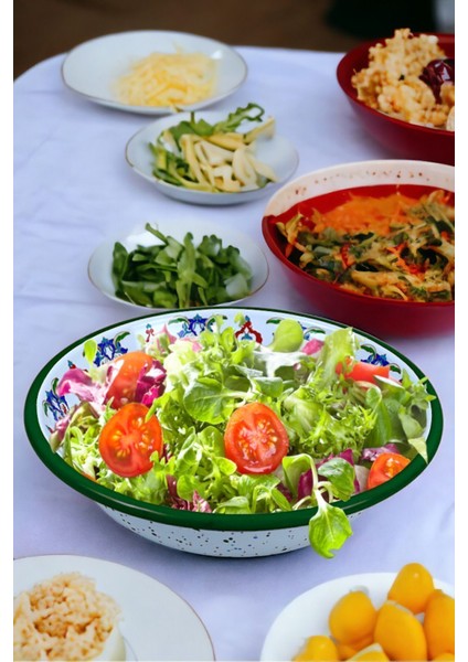 Luxury 20 cm Emaye Kase Tabak, Çukur Tabak, Salata Tabak, Cips Tabak 1 Adet