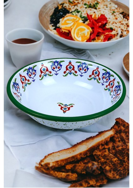 Luxury 20 cm Emaye Kase Tabak, Çukur Tabak, Salata Tabak, Cips Tabak 1 Adet