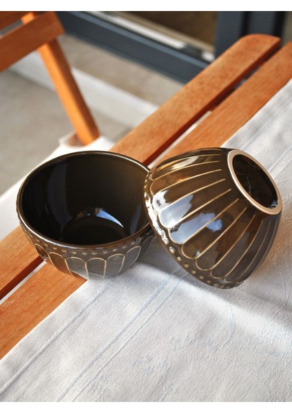 Luxury 2 Adet Yuvarlak Çorba Kasesi Takımı - Çerezlik - Kase Stoneware 12 cm 1 Adet
